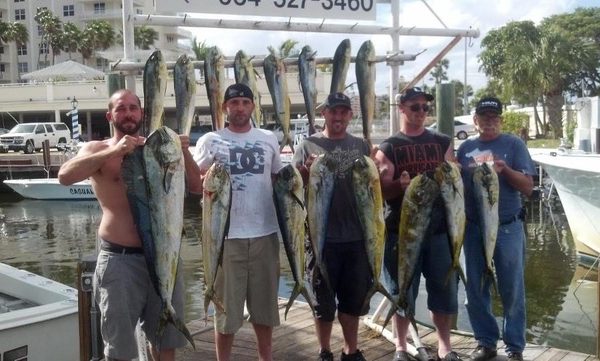 Trevor and friends on a birthday fishing trip with New Lattitude Sportfishing- nice dolphin catch