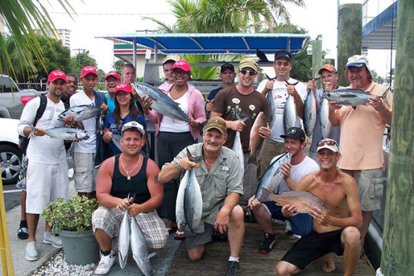 Capt Stu, Chris and anglers with lots of bonitos and a couple big mangroves
